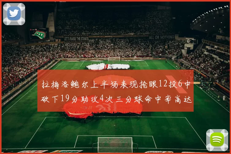 拉梅洛鲍尔上半场表现抢眼12投6中砍下19分助攻4次三分球命中率高达50